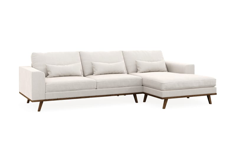 Copenhagen 4-personers Højrevendt L-formet Divansofa i Fløjl - Cremehvid - Møbler - Sofaer - Sofa med chaiselong