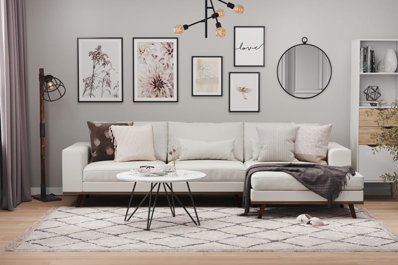 Copenhagen 4-personers Højrevendt L-formet Divansofa i Stof - Lysegrå - Møbler - Sofaer - Sofa med chaiselong