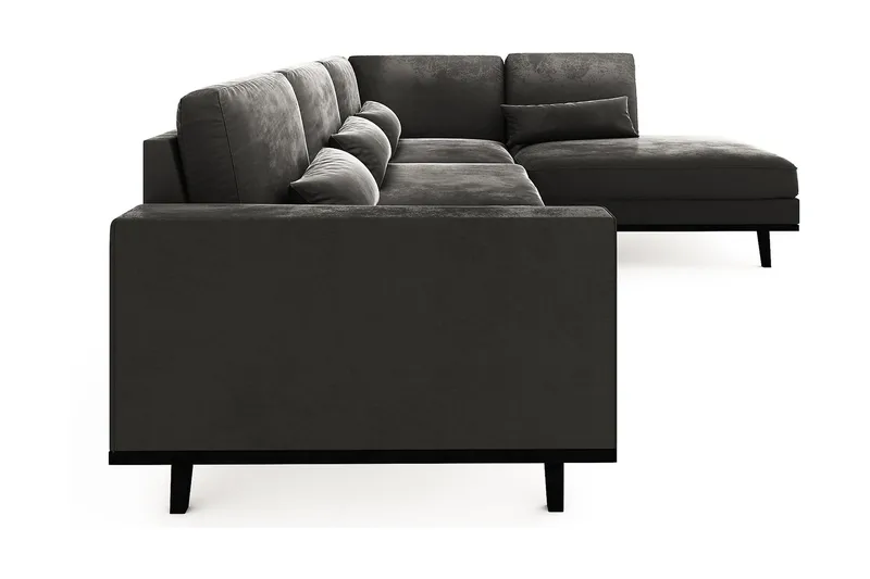 Copenhagen 4-personers Højrevendt L-formet Chaiselongsofa i Fløjl - Mørkegrå - Møbler - Sofaer - Sofa med chaiselong