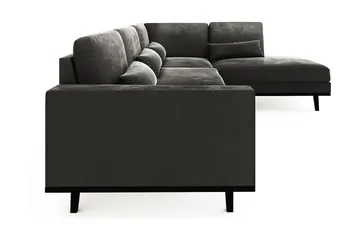 Copenhagen 4-personers Højrevendt L-formet Chaiselongsofa i Fløjl - Mørkegrå - Møbler - Sofaer - Sofa med chaiselong