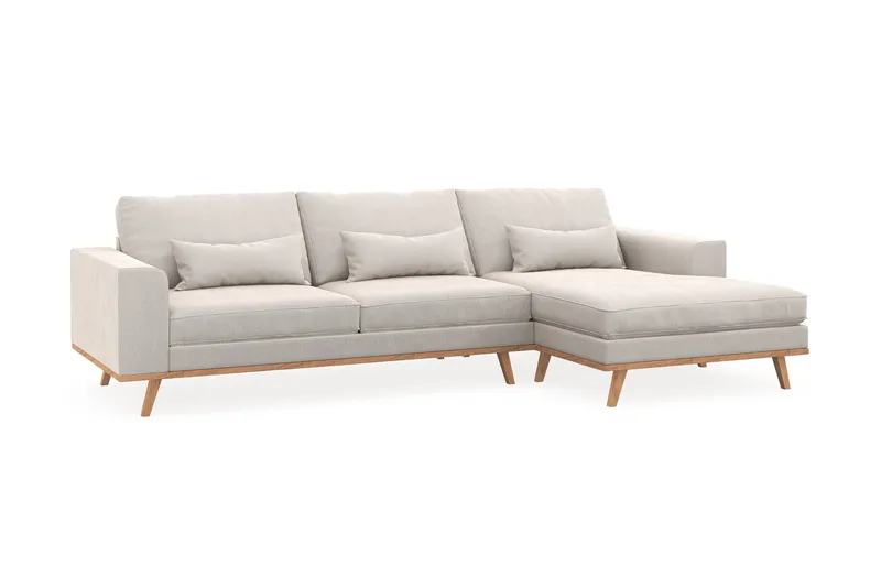Copenhagen 4-personers Højrevendt L-formet Divansofa i Fløjl - Cremehvid - Møbler - Sofaer - Sofa med chaiselong