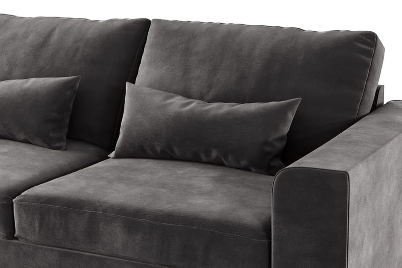 Copenhagen 4-personers Venstrevendt L-formet Divansofa i Fløjl - Mørkegrå - Møbler - Sofaer - Sofa med chaiselong