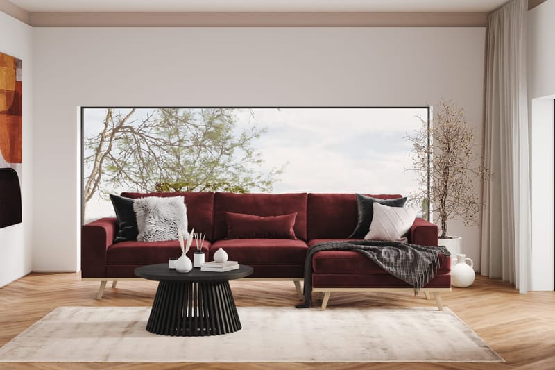 Copenhagen 4-personers Højrevendt L-formet Divansofa i Fløjl - Lilla - Møbler - Sofaer - Sofa med chaiselong