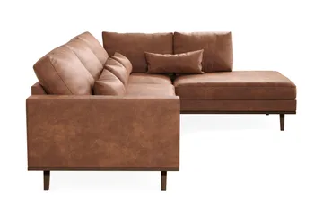 Copenhagen 4-personers Højrevendt L-formet Chaiselongsofa i Kunstlæder - Brun - Møbler - Sofaer - Sofa med chaiselong