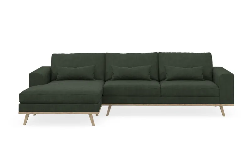 Copenhagen 4-personers Venstrevendt L-formet Divansofa i Manchester - Mørkegrøn - Møbler - Sofaer - Sofa med chaiselong