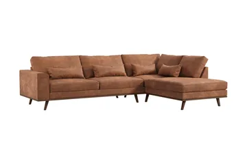 Copenhagen 4-personers Højrevendt L-formet Chaiselongsofa i Kunstlæder - Brun - Møbler - Sofaer - Sofa med chaiselong