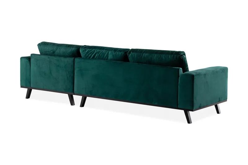 Copenhagen 4-personers Højrevendt L-formet Divansofa i Fløjl - Grøn - Møbler - Sofaer - Sofa med chaiselong