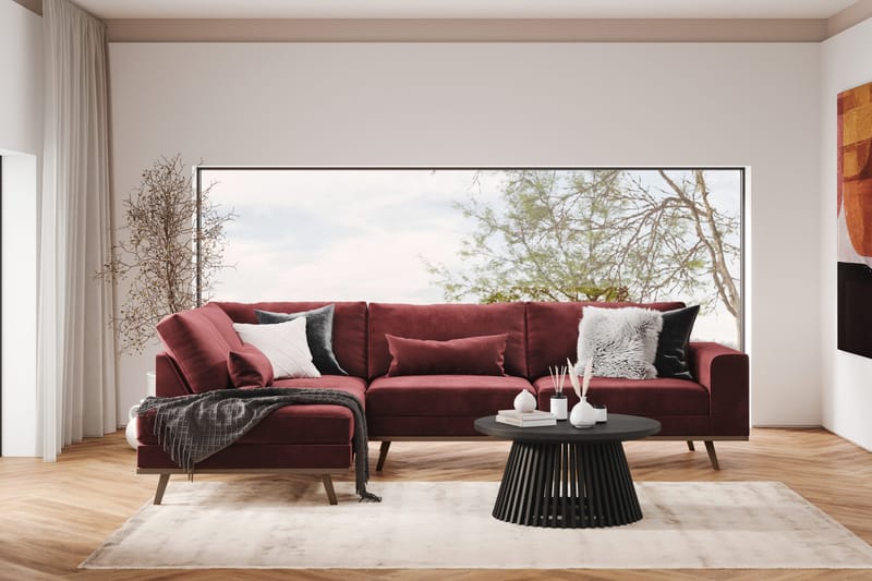 Copenhagen 4-personers Venstrevendt L-formet Divansofa i Fløjl - Lilla - Møbler - Sofaer - Sofa med chaiselong