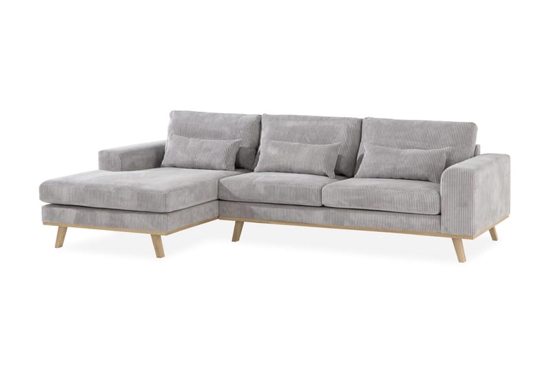 Copenhagen 4-personers Venstrevendt L-formet Divansofa i Manchester - Lysegrå - Møbler - Sofaer - Sofa med chaiselong