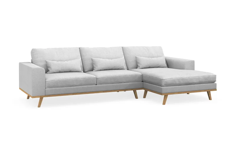 Copenhagen 4-personers Højrevendt L-formet Divansofa i Stof - Lysegrå - Møbler - Sofaer - Sofa med chaiselong