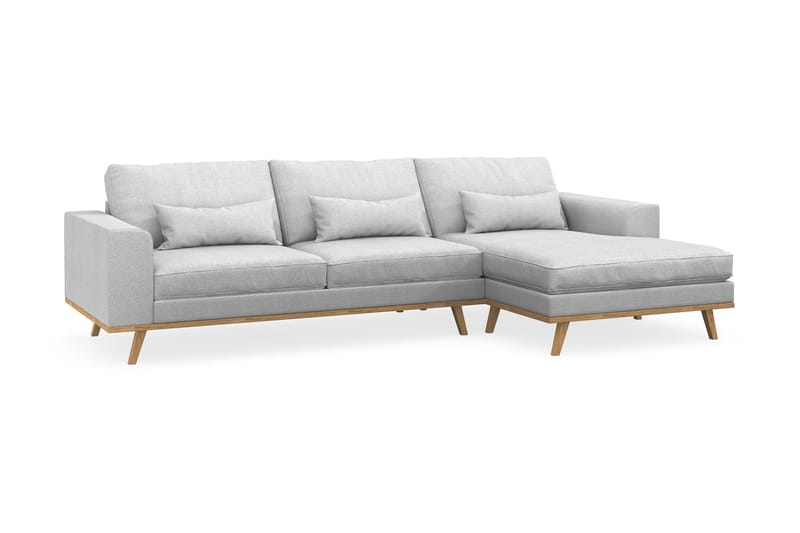 Copenhagen 4-personers Højrevendt L-formet Divansofa i Stof - Lysegrå - Møbler - Sofaer - Sofa med chaiselong