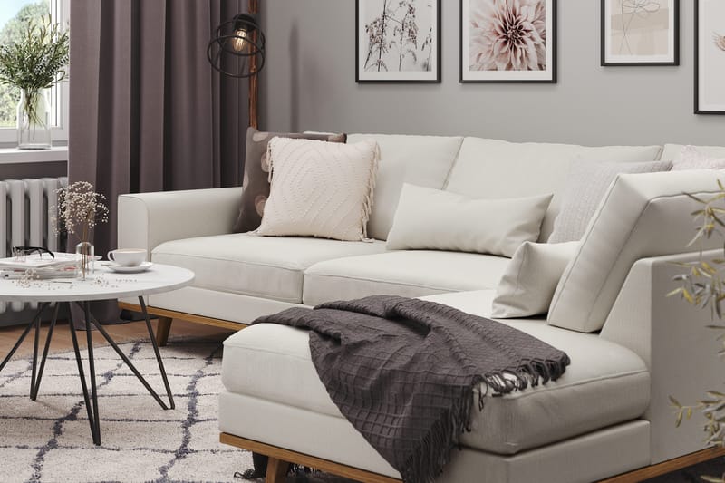 Copenhagen 4-personers Højrevendt L-formet Chaiselongsofa i Stof - Lysegrå - Møbler - Sofaer - Sofa med chaiselong