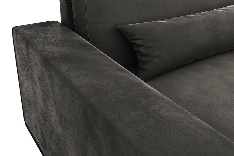 Copenhagen 4-personers Venstrevendt L-formet Divansofa i Fløjl - Mørkegrå - Møbler - Sofaer - Sofa med chaiselong