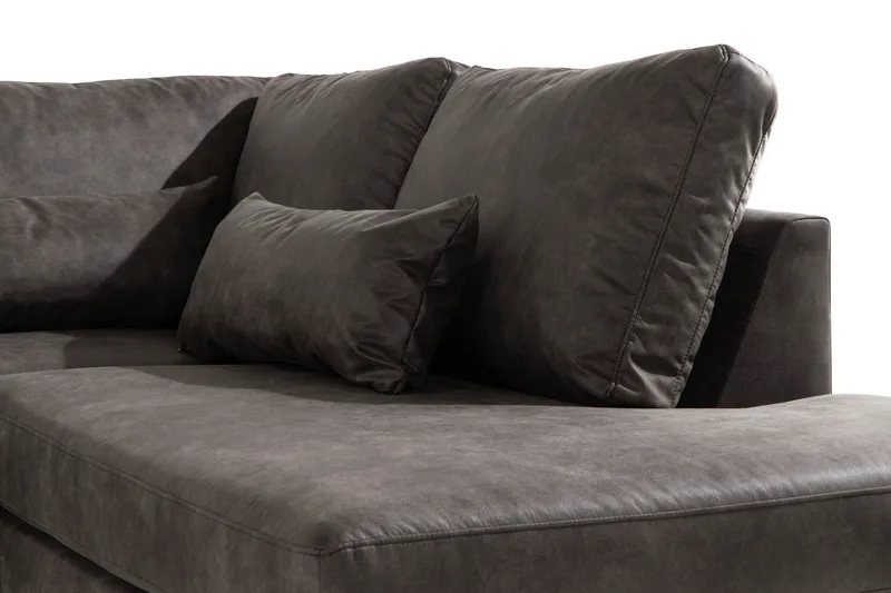 Copenhagen 4-personers Højrevendt L-formet Chaiselongsofa i Kunstlæder - Mørkegrå - Møbler - Sofaer - Sofa med chaiselong