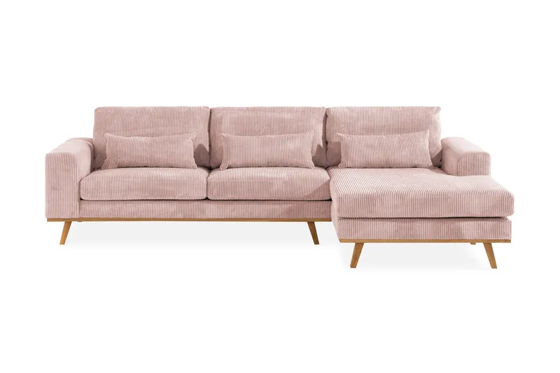 Copenhagen 4-personers Højrevendt L-formet Divansofa i Manchester - Rosa - Møbler - Sofaer - Sofa med chaiselong