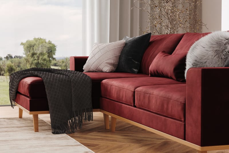 Copenhagen 4-personers Venstrevendt L-formet Divansofa i Fløjl - Lilla - Møbler - Sofaer - Sofa med chaiselong