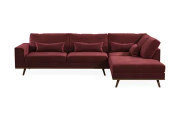 Copenhagen 4-personers Højrevendt L-formet Divansofa i Fløjl