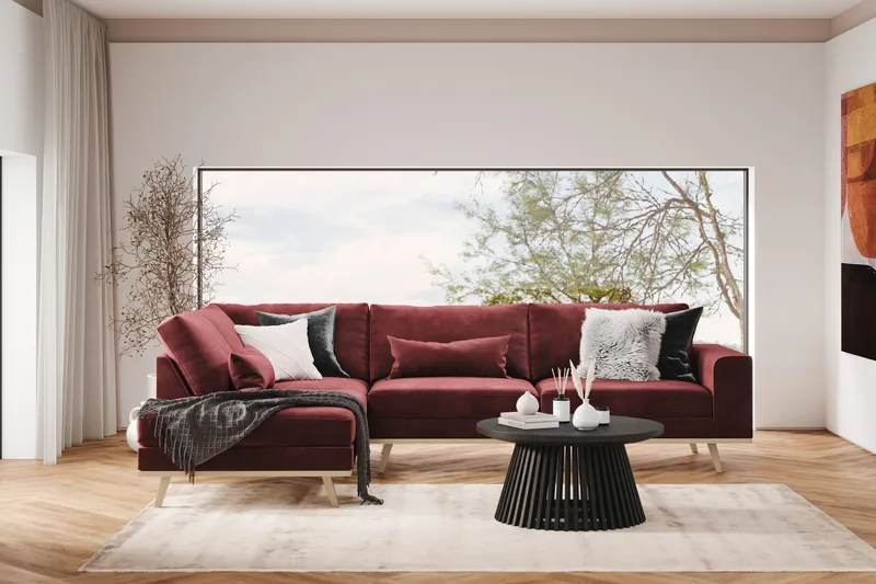 Copenhagen 4-personers Venstrevendt L-formet Divansofa i Fløjl - Lilla - Møbler - Sofaer - Sofa med chaiselong