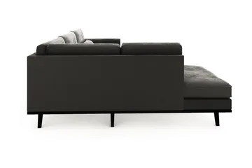Copenhagen 4-personers Venstrevendt L-formet Chaiselongsofa i Fløjl - Mørkegrå - Møbler - Sofaer - Sofa med chaiselong