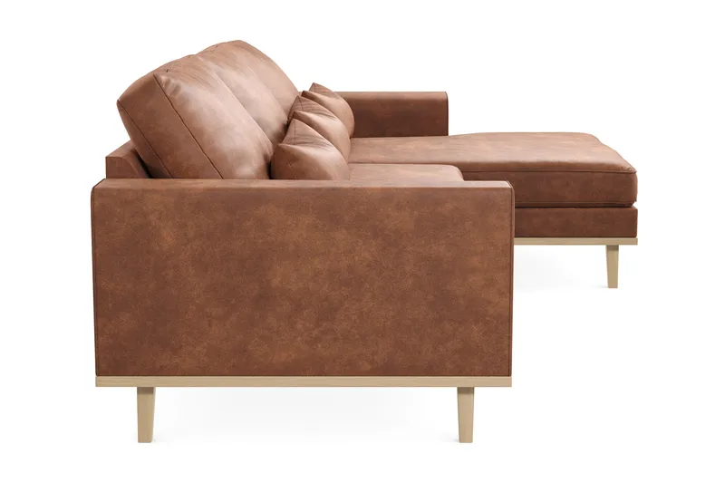 Copenhagen 4-personers Højrevendt L-formet Divansofa i Kunstlæder - Brun - Møbler - Sofaer - Sofa med chaiselong