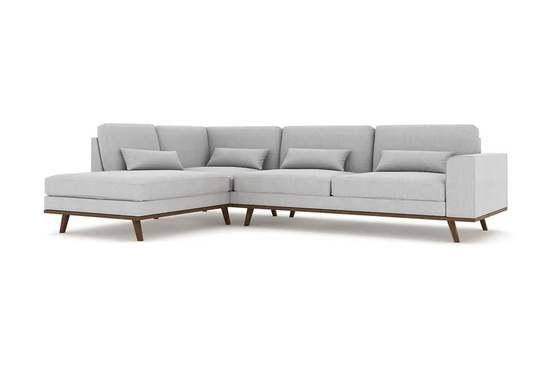 Copenhagen 4-personers Venstrevendt L-formet Chaiselongsofa i Stof - Grå - Møbler - Sofaer - Sofa med chaiselong