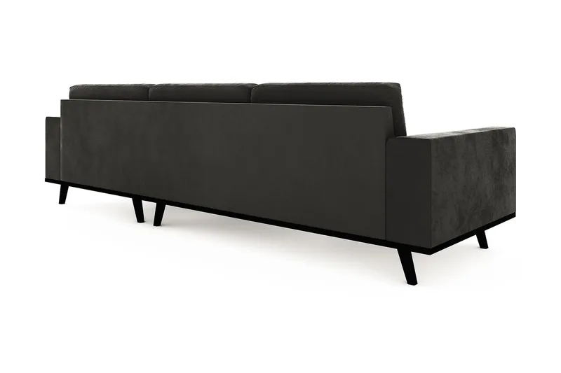 Copenhagen 4-personers Højrevendt L-formet Divansofa i Fløjl - Mørkegrå - Møbler - Sofaer - Sofa med chaiselong