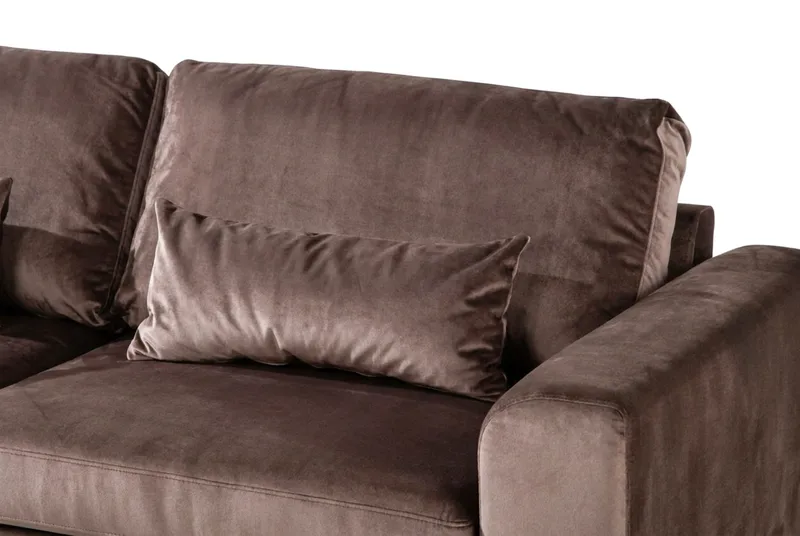 Copenhagen 4-personers venstrevendt L-formet chaiselongsofa i velour - Brun - Møbler - Sofaer - Sofa med chaiselong