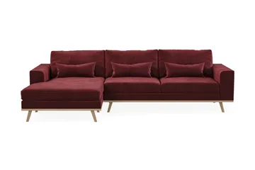 Copenhagen 4-personers Venstrevendt L-formet Divansofa i Fløjl