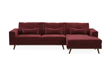 Copenhagen 4-personers Højrevendt L-formet Divansofa i Fløjl