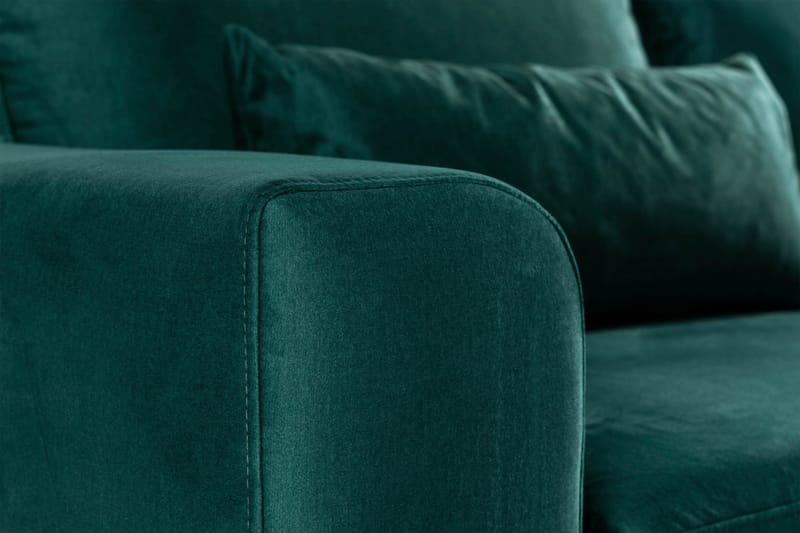 Copenhagen 4-personers Højrevendt L-formet Divansofa i Fløjl - Grøn - Møbler - Sofaer - Sofa med chaiselong