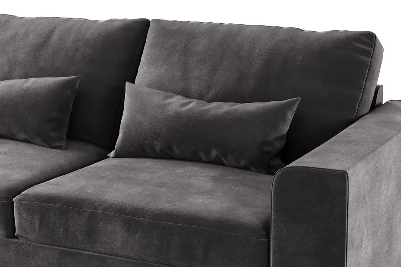 Copenhagen 4-personers Venstrevendt L-formet Divansofa i Fløjl - Mørkegrå - Møbler - Sofaer - Sofa med chaiselong