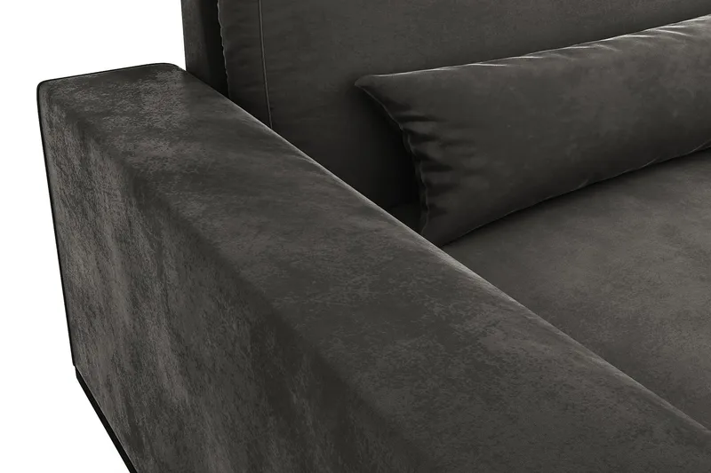 Copenhagen 4-personers Højrevendt L-formet Divansofa i Fløjl - Mørkegrå - Møbler - Sofaer - Sofa med chaiselong