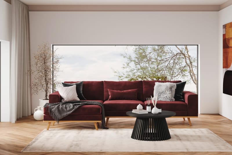 Copenhagen 4-personers Venstrevendt L-formet Divansofa i Fløjl - Lilla - Møbler - Sofaer - Sofa med chaiselong