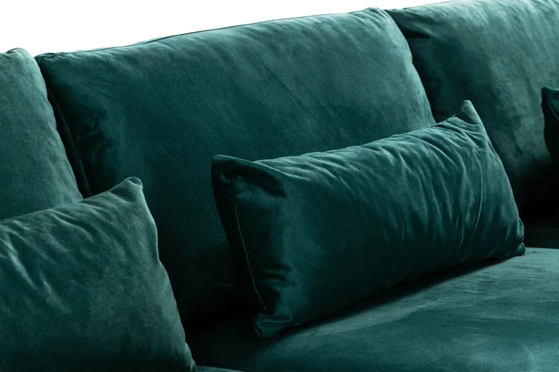 Copenhagen 4-personers Højrevendt L-formet Divansofa i Fløjl - Grøn - Møbler - Sofaer - Sofa med chaiselong