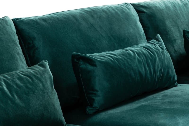 Copenhagen 4-personers Højrevendt L-formet Divansofa i Fløjl - Grøn - Møbler - Sofaer - Sofa med chaiselong