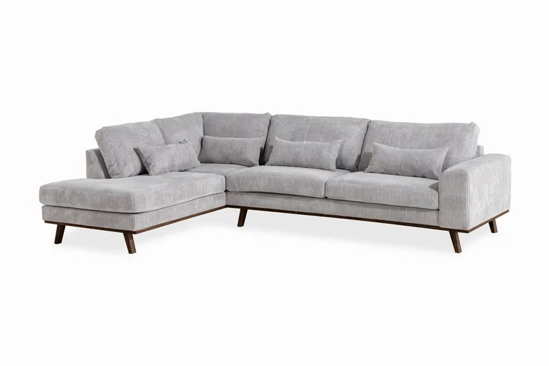 Copenhagen 4-personers Venstrevendt L-formet Divansofa i Manchester - Lysegrå - Møbler - Sofaer - Sofa med chaiselong