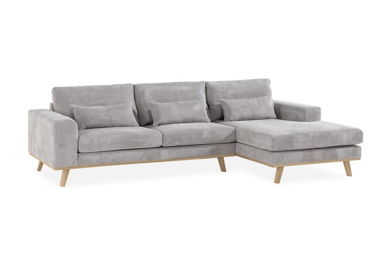Copenhagen 4-personers Højrevendt L-formet Divansofa i Manchester - Lysegrå - Møbler - Sofaer - Sofa med chaiselong