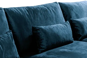 Copenhagen 4-personers Højrevendt L-formet Chaiselongsofa i Fløjl - Blå - Møbler - Sofaer - Sofa med chaiselong