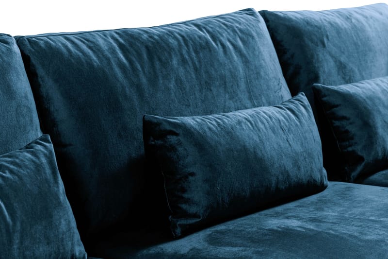 Copenhagen 4-personers Højrevendt L-formet Chaiselongsofa i Fløjl - Blå - Møbler - Sofaer - Sofa med chaiselong