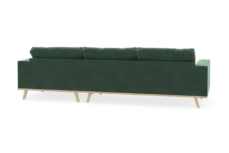 Copenhagen 4-personers Højrevendt L-formet Divansofa i Fløjl - Mørkegrøn - Møbler - Sofaer - Sofa med chaiselong