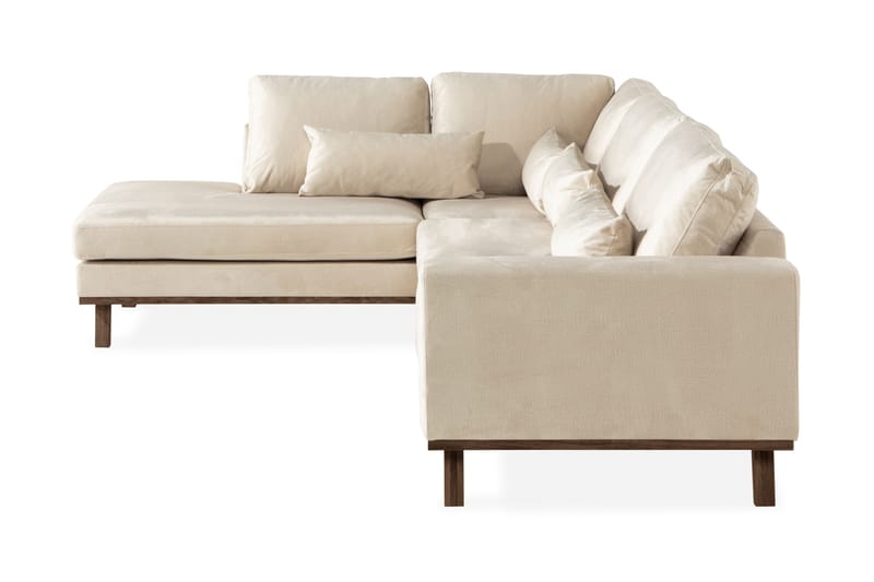 Copenhagen 4-personers Venstrevendt L-formet Chaiselongsofa i Fløjl - Beige - Møbler - Sofaer - Sofa med chaiselong