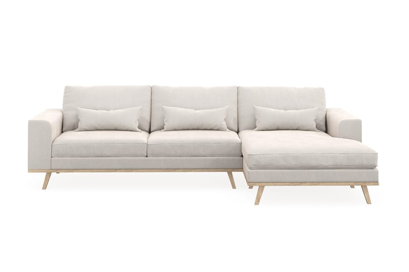 Copenhagen 4-personers Højrevendt L-formet Divansofa i Fløjl - Cremehvid - Møbler - Sofaer - Sofa med chaiselong