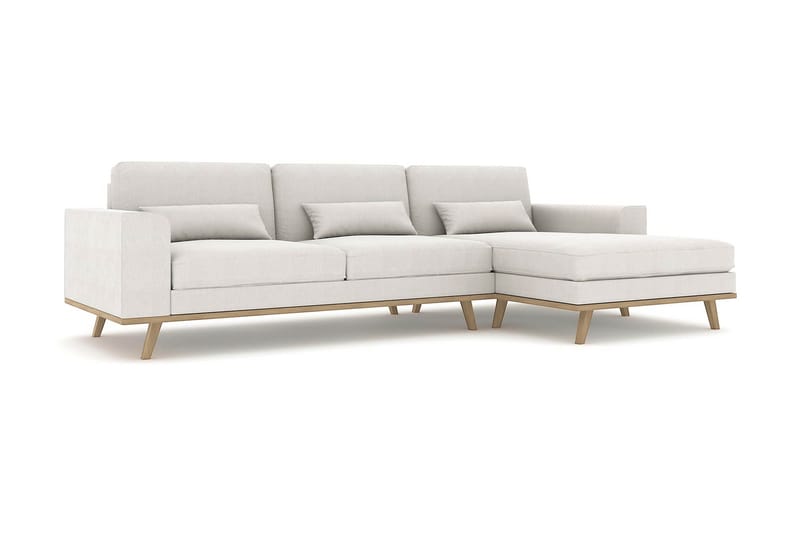 Copenhagen 4-personers Højrevendt L-formet Divansofa i Stof - Lysegrå - Møbler - Sofaer - Sofa med chaiselong