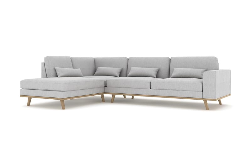 Copenhagen 4-personers Venstrevendt L-formet Chaiselongsofa i Stof - Grå - Møbler - Sofaer - Sofa med chaiselong