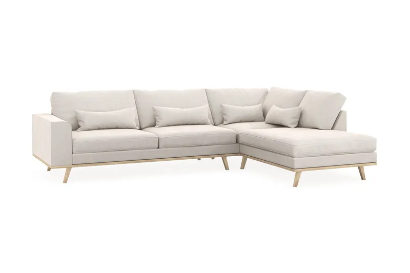Copenhagen 4-personers Højrevendt L-formet Chaiselongsofa i Fløjl - Cremehvid - Møbler - Sofaer - Sofa med chaiselong