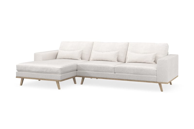 Copenhagen 4-personers Venstrevendt L-formet Divansofa i Bouclé - Hvid - Møbler - Sofaer - Sofa med chaiselong
