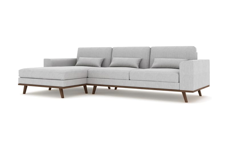Copenhagen 4-personers Venstrevendt L-formet Divansofa i Stof - Grå - Møbler - Sofaer - Sofa med chaiselong