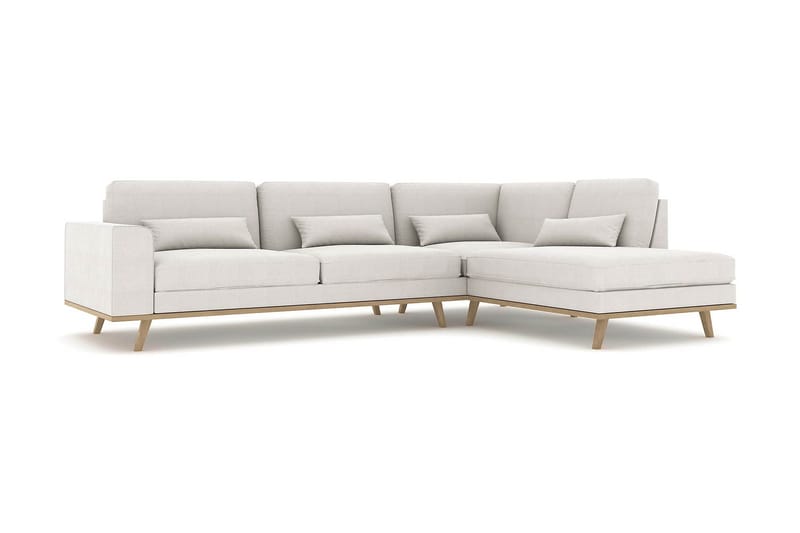 Copenhagen 4-personers Højrevendt L-formet Chaiselongsofa i Stof - Lysegrå - Møbler - Sofaer - Sofa med chaiselong