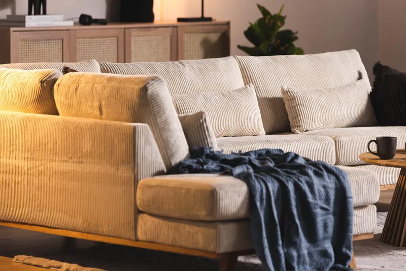 Copenhagen 4-personers Venstrevendt L-formet Chaiselongsofa i Manchester - Beige - Møbler - Sofaer - Sofa med chaiselong