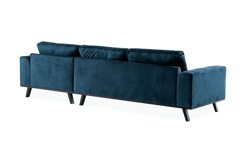 Copenhagen 4-personers Højrevendt L-formet Divansofa i Fløjl - Blå - Møbler - Sofaer - Sofa med chaiselong